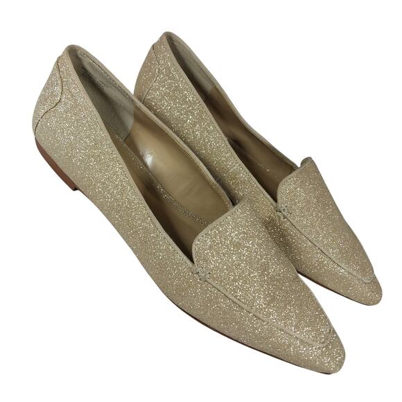 ANN TAYLOR! SWEET GOLDEN STARDUST POINTY TIE CLASSIC SLIP-ON LOAFERS! SZ 6M - Picture 10 of 10